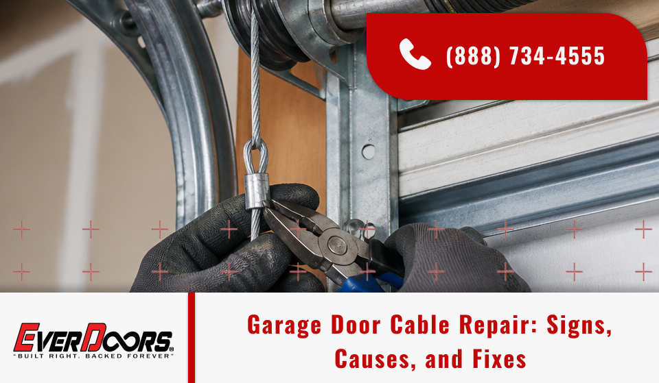 Garage door cable repair for a broken or frayed garage door cable, plus garage door cable replacement near you.